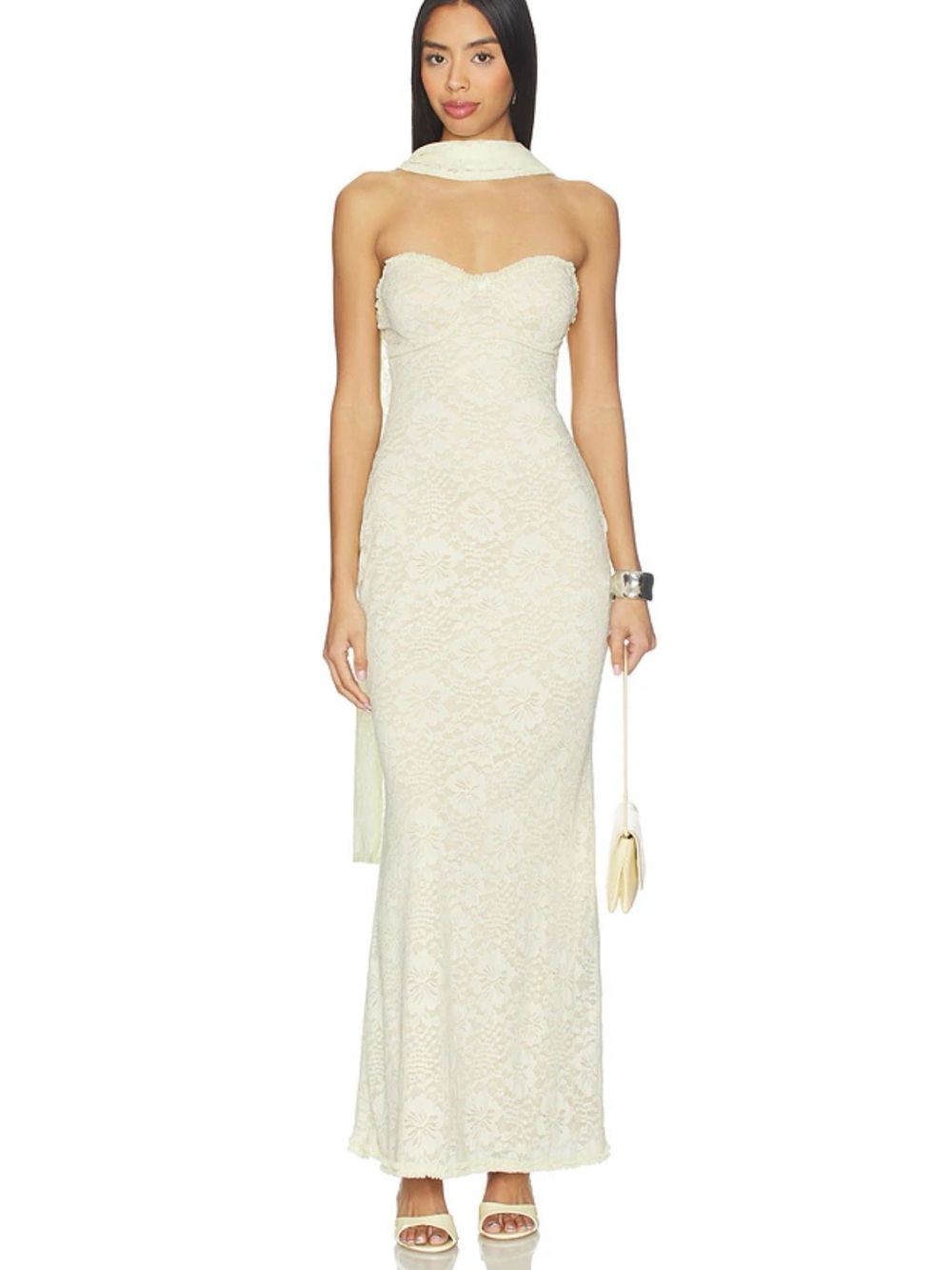 Runaway The Label Amana
Strapless Scarf Maxi dress-white